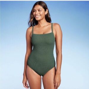 Green Textured One-Piece Swimsuit NWT